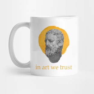 In Art We Trust | Plaster Head With Gold Paint Stroke Mug